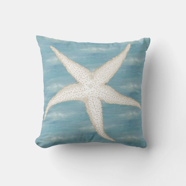 Starfish Blue Sea Pillow (Front)