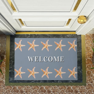 Starfish blue welcome doormat