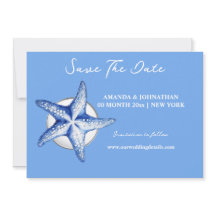 Starfish blue white elegant save the date