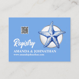 Starfish blue white registry wedding details guest enclosure card