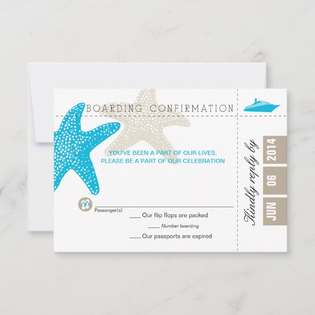 Starfish Boarding Pass RSVP Card (Front)