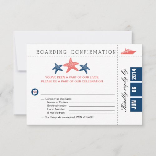 Starfish Boarding Pass RSVP Card