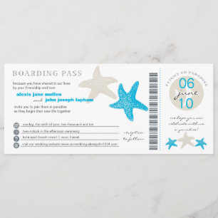 Starfish Boarding Pass Wedding Invitation