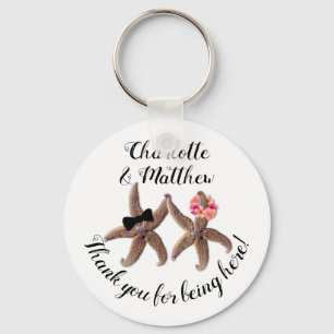 Starfish Bride and Groom Thanks Guests Keychain