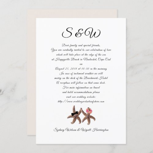 Starfish Bride and Groom Wedding Letter Invitation