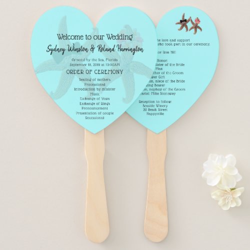 Starfish Bride n Groom Heart_Shaped Fan Program