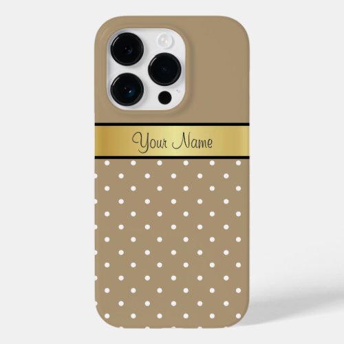 Starfish Brown White Dotted Gold Ribbon Custom Case_Mate iPhone 14 Pro Case