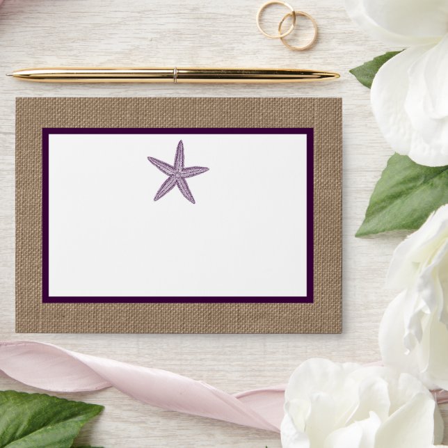 Starfish Burlap Beach Wedding Envelope (Wedding)