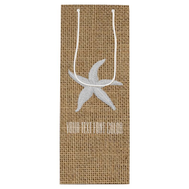 Starfish Burlap Personalize Wine Gift Bag (Front)
