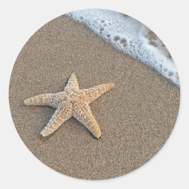 Starfish by the beach classic round sticker (Front)