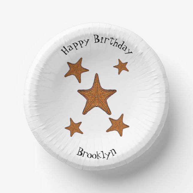 Starfish cartoon illustration  paper bowls (Front)