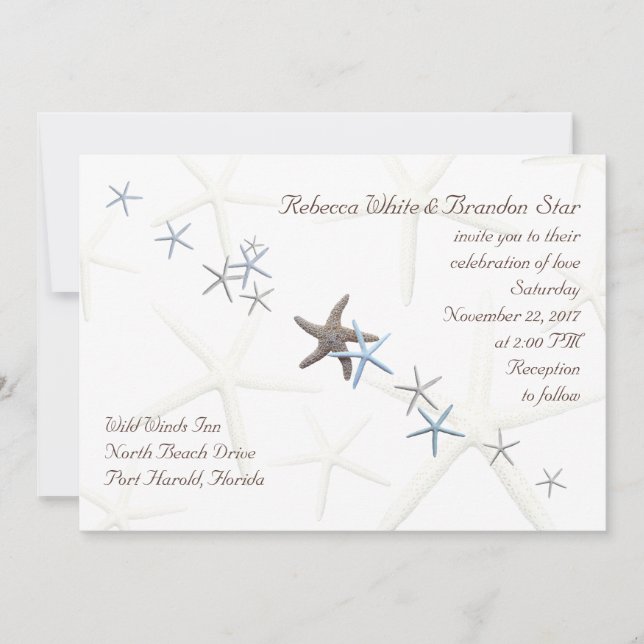 Starfish Celebration of Love Designer Wedding Invitation (Front)