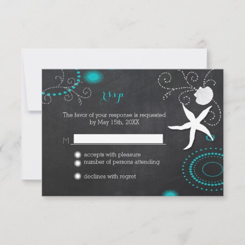 Starfish Chalkboard Beach Wedding RSVP