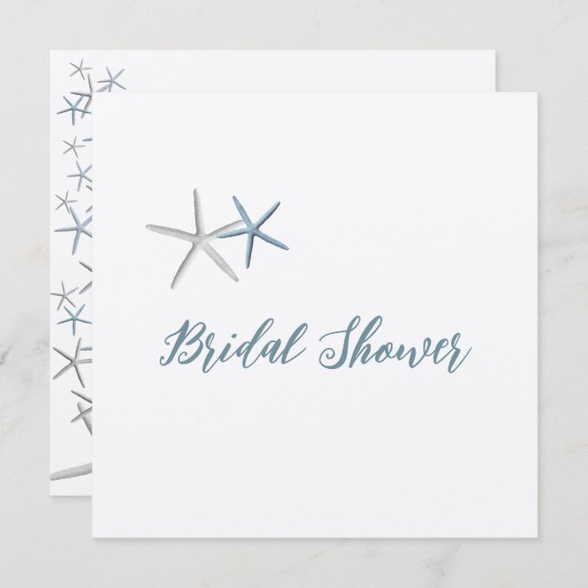 Starfish Champagne Bridal Shower Invitations (Front/Back)