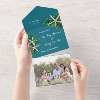 Starfish Christmas Greeting Photo  All In One Invitation by holiday_store at Zazzle