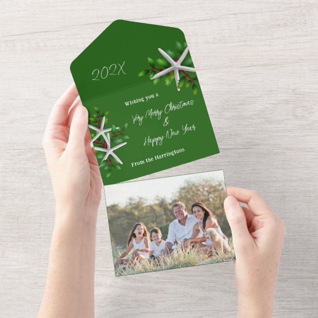Starfish Christmas Greeting Photo  All In One Invitation (Tearaway)