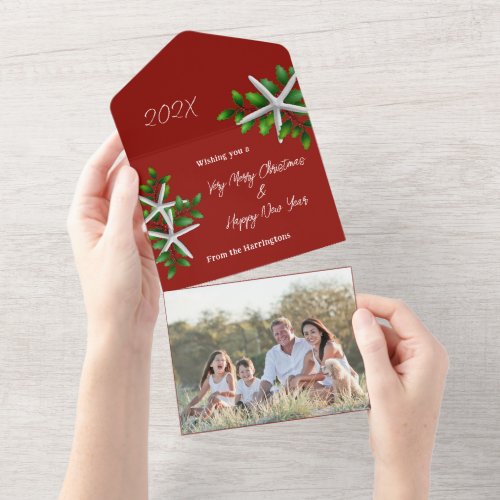Starfish Christmas Greeting Photo  All In One Invitation