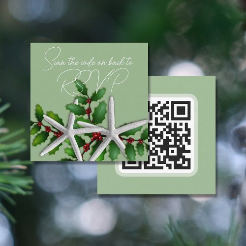 Starfish Christmas QR code RSVP Enclosure Card