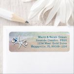 Starfish Christmas Return Address Beach Life Label<br><div class="desc">A return address label for those who live by the beach.  Starfish and ornaments design with dark blue printed address and space enough to add 4 lines if needed.  Waves coming on shore is the background image on these skinny labels.</div>