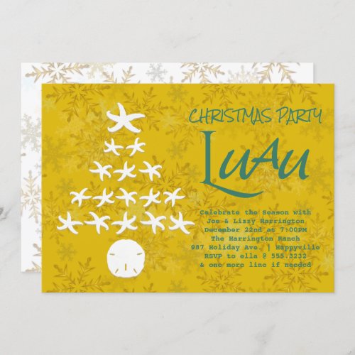 Starfish Christmas Tree Luau Party Invitation