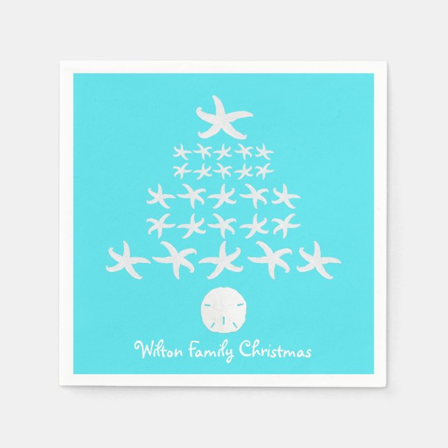 Starfish Christmas Tree Personalized Napkins (Front)