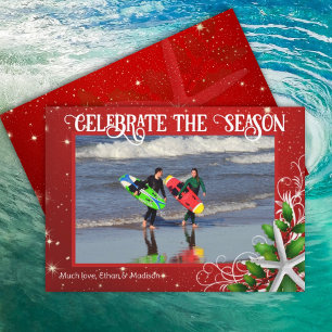 Starfish Christmas Twinkling Stars Photo Card