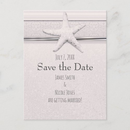 Starfish Classic White Beach Wedding Save the Date Announcement Postcard