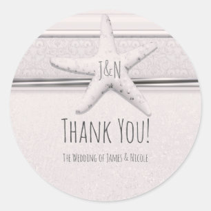 Starfish Classic White Elegant Beach Wedding Favor Round Sticker