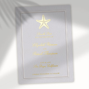 Starfish Coastal Formal Faux Wedding Save The Date Foil Invitation