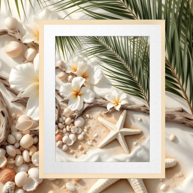 Starfish Coastal Hampton seashells Flowers Framed Art (Creator Uploaded)