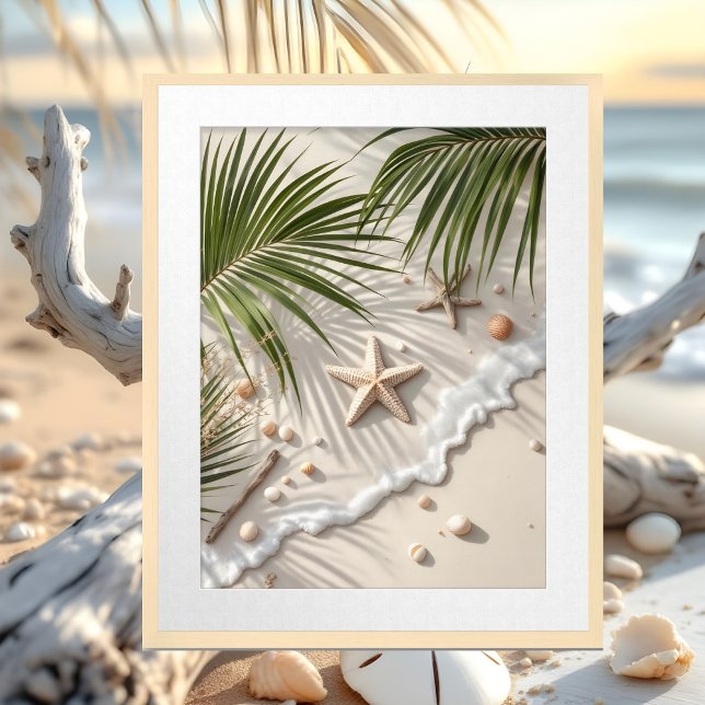 Starfish Coastal Hampton seashells palms Framed Art (Creator Uploaded)