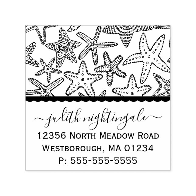 Starfish Coastal Monogrammed Return Address Self-inking Stamp (Design)