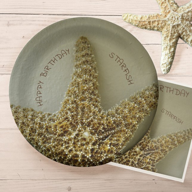 Starfish Coastal Photographic Natural Customizable Paper Plates (Creator Uploaded)