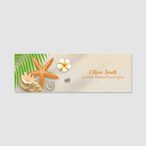 Starfish conch palm leaf for Vacation Planner Name Tag