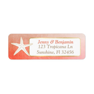 Starfish Coral Bokeh Return Address Labels
