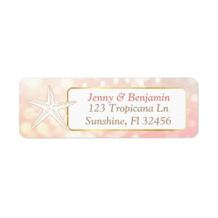 Starfish Coral Bokeh Return Address Labels