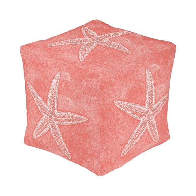 Starfish Coral Pink Pouf (Angled Front)