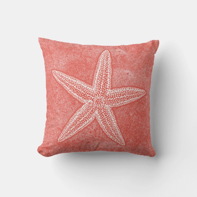 Starfish Coral Pink Throw Pillow (Front)