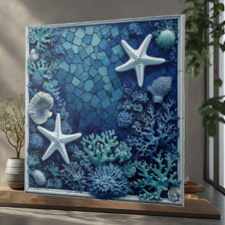 Starfish Coral Reef Seashells Coastal Decor Luxury Ceramic Tile