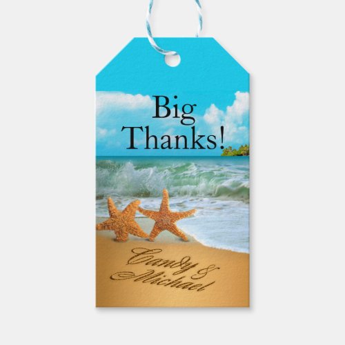 Starfish Couple ASK TO HAVE YOUR NAMES PUT IN SAND Gift Tags