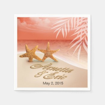 Starfish Couple Ask To Have Your Names Put In Sand Paper Napkins by glamprettyweddings at Zazzle