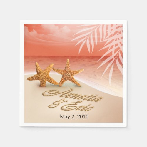 Starfish Couple ASK TO HAVE YOUR NAMES PUT IN SAND Paper Napkins