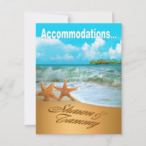 Starfish Couple Beach Wedding Accommodations Invitation