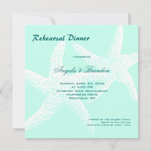 Starfish Couple Beach Wedding Rehearsal Dinner Custom Invites