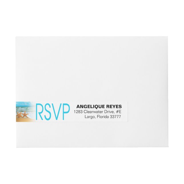 Starfish Couple Beach Wedding RSVP Wrap Around Address Label (Front)