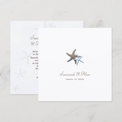 Starfish Couple Beach Wedding Square Invitations