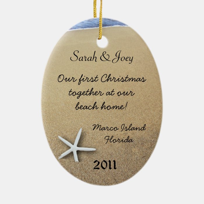 Starfish Couple Custom Oval Christmas Ornament