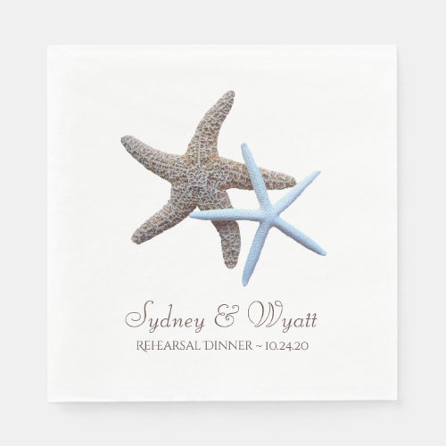 Starfish Couple Custom Rehearsal Dinner Napkins