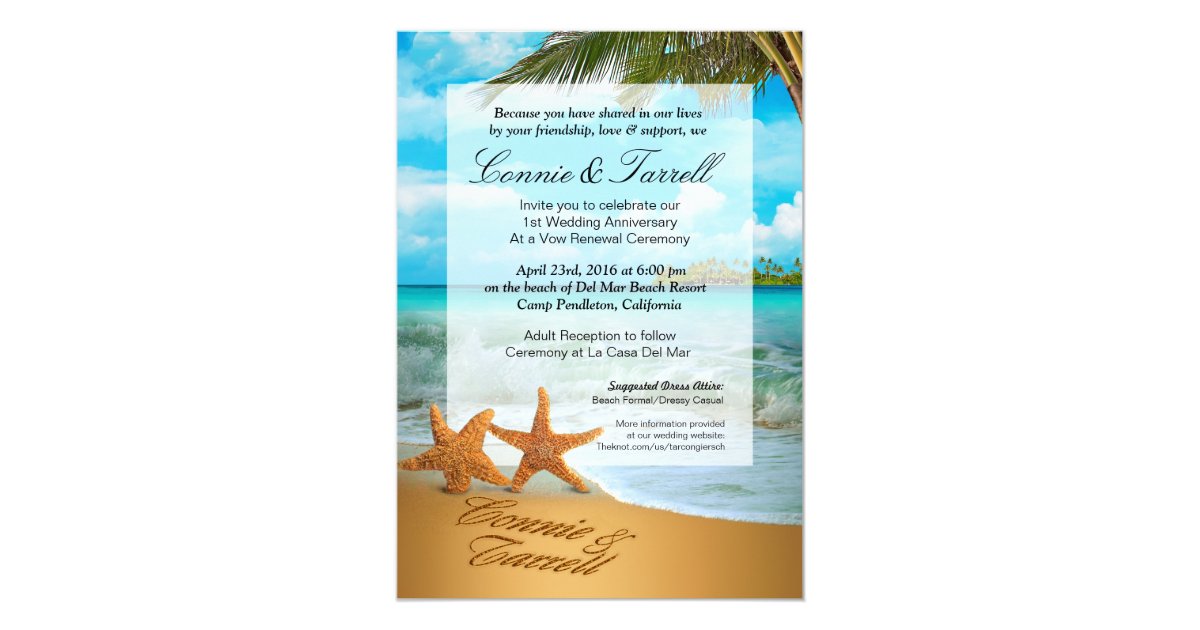 Starfish Couple Faux Vellum Beach Wedding Invitation Zazzle Com