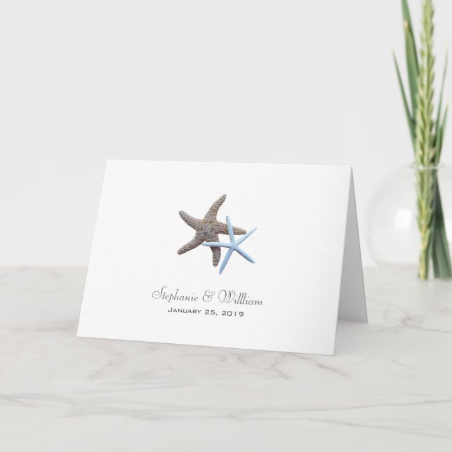 Starfish Couple Folded Wedding Invitation Cards (Front)
